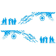 2 PCS/Set D-123 Soldiers Pattern Car Modified Decorative Sticker(Blue)