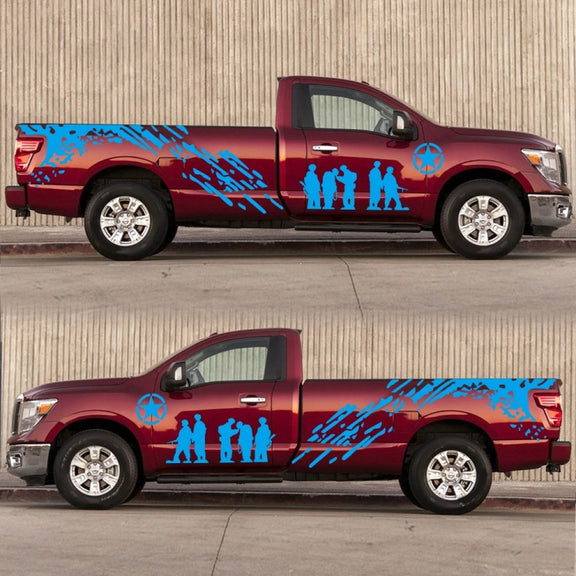 2 PCS/Set D-123 Soldiers Pattern Car Modified Decorative Sticker(Blue)