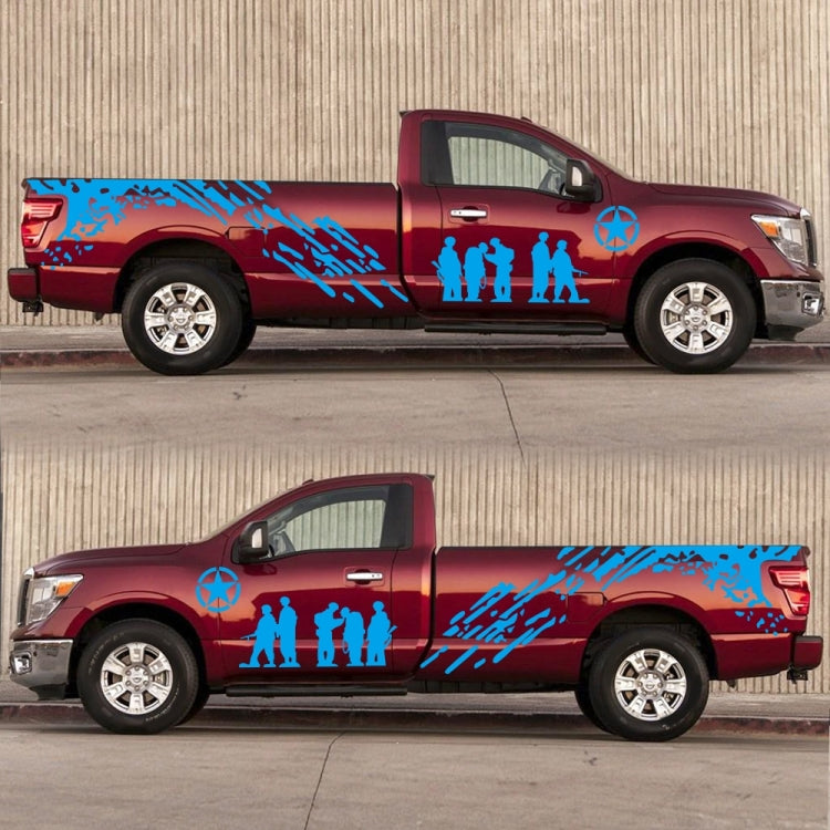 2 PCS/Set D-123 Soldiers Pattern Car Modified Decorative Sticker(Blue)