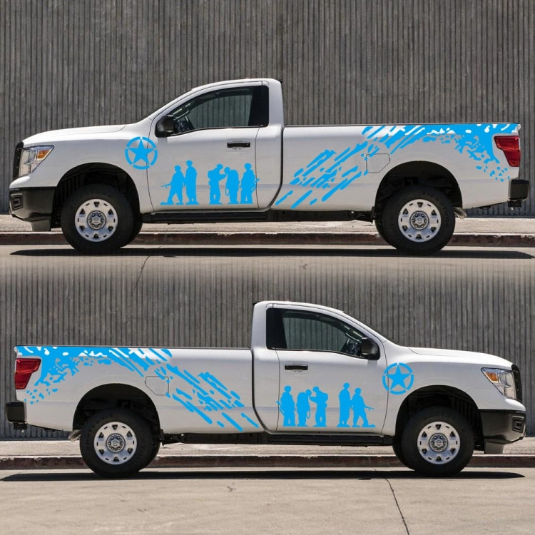 2 PCS/Set D-123 Soldiers Pattern Car Modified Decorative Sticker(Blue)