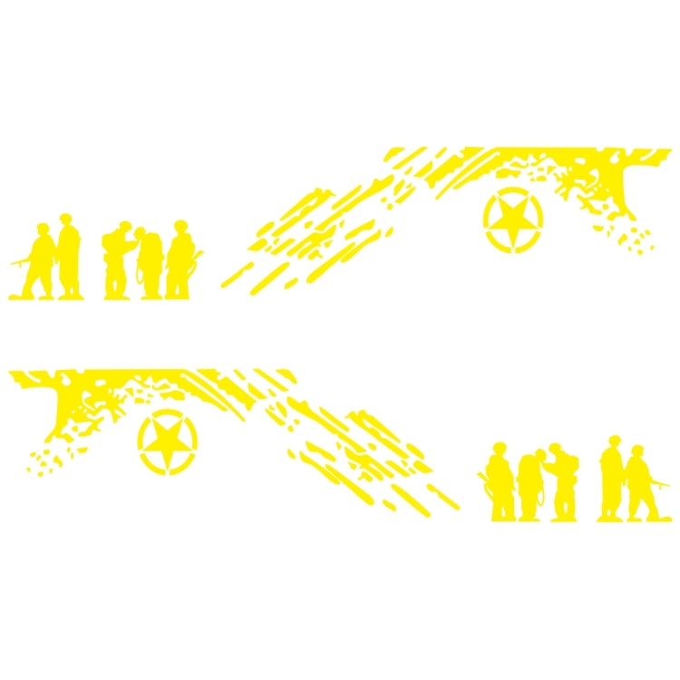 2 PCS/Set D-123 Soldiers Pattern Car Modified Decorative Sticker(Yellow)