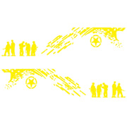 2 PCS/Set D-123 Soldiers Pattern Car Modified Decorative Sticker(Yellow)