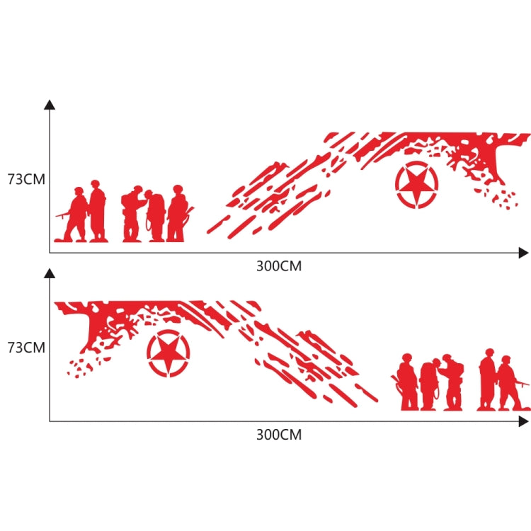 2 PCS/Set D-123 Soldiers Pattern Car Modified Decorative Sticker(Red)