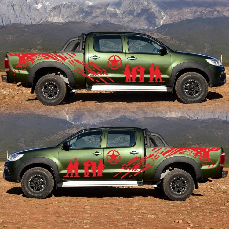2 PCS/Set D-123 Soldiers Pattern Car Modified Decorative Sticker(Red)