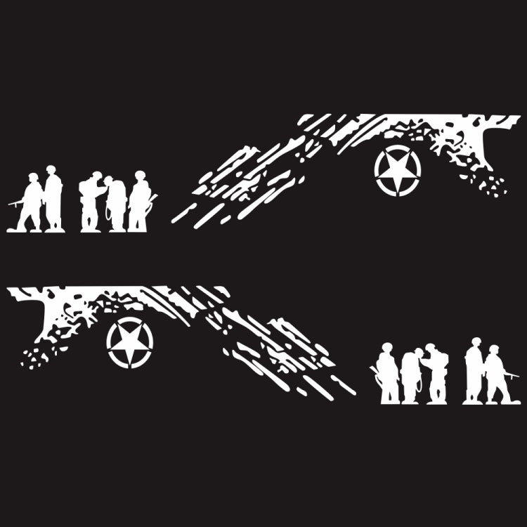 2 PCS/Set D-123 Soldiers Pattern Car Modified Decorative Sticker(White)