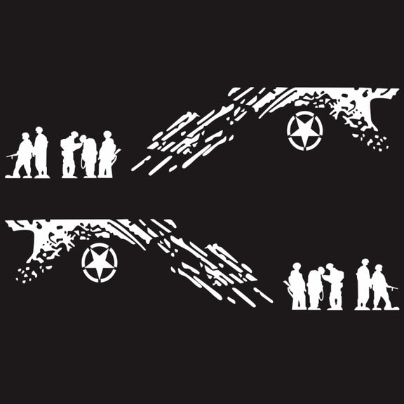 2 PCS/Set D-123 Soldiers Pattern Car Modified Decorative Sticker(White)