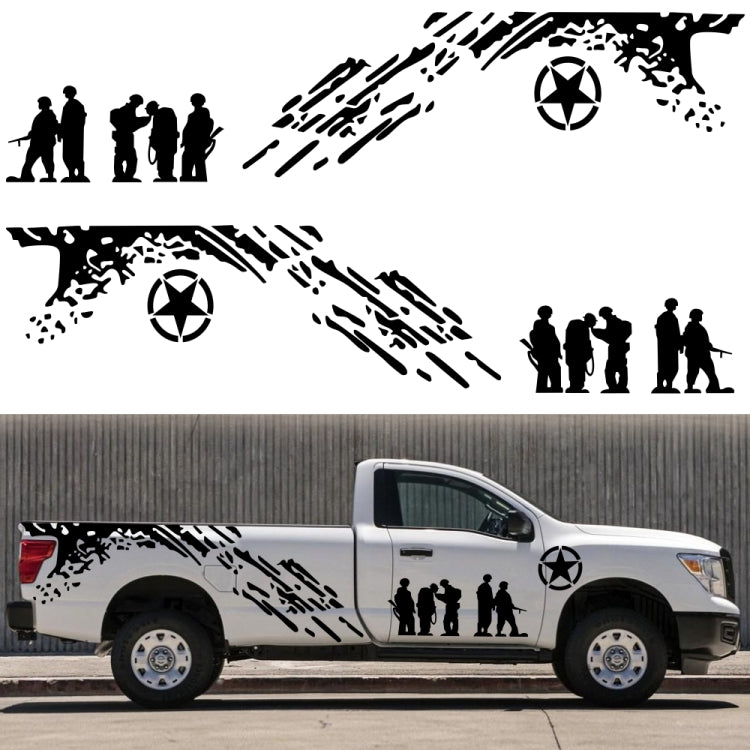 2 PCS/Set D-123 Soldiers Pattern Car Modified Decorative Sticker(Yellow)