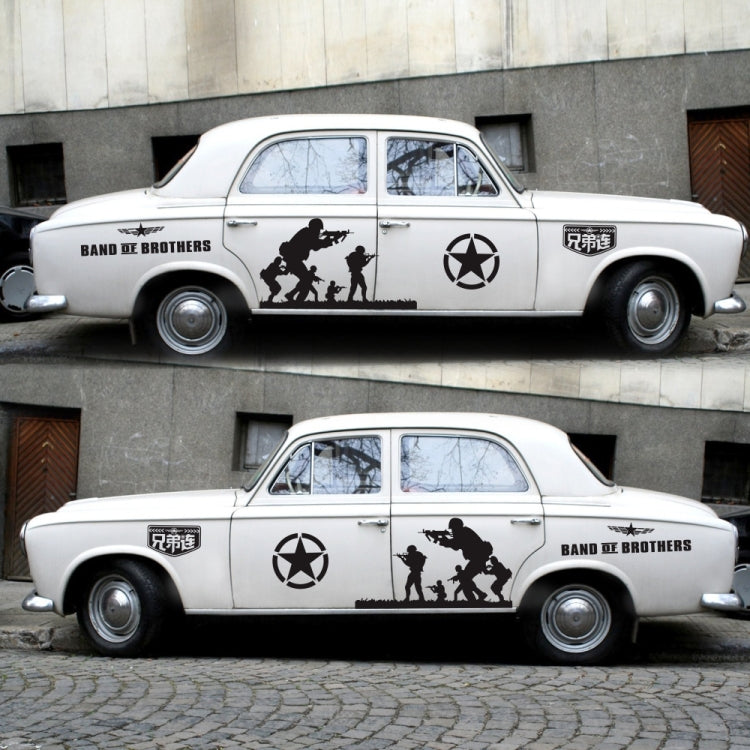 2 PCS/Set D-135 Band of Brothers Pattern Car Modified Decorative Sticker(Black)