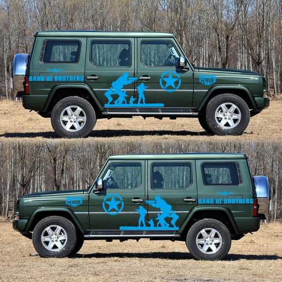 2 PCS/Set D-135 Band of Brothers Pattern Car Modified Decorative Sticker(Blue)