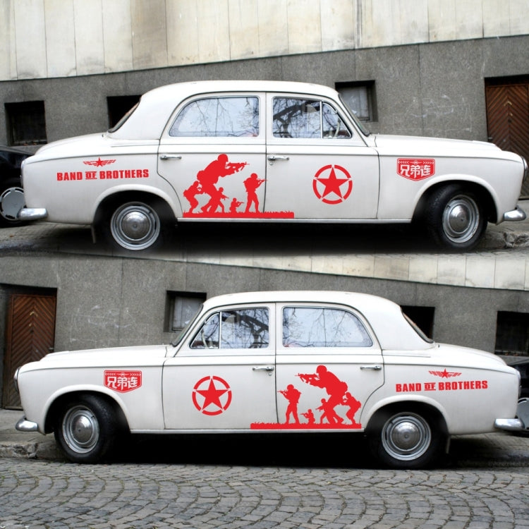 2 PCS/Set D-135 Band of Brothers Pattern Car Modified Decorative Sticker(Red)