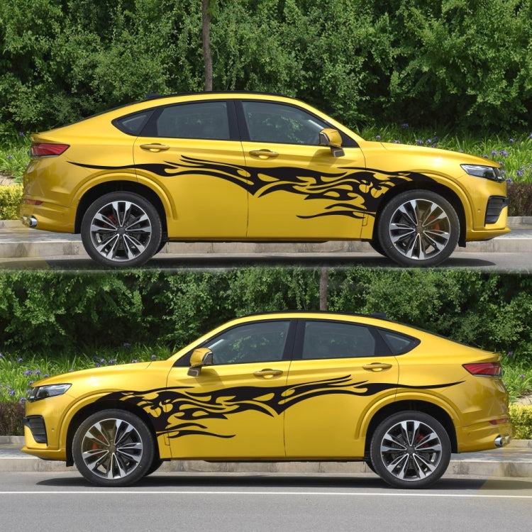 2 PCS/Set D-144 Fire Element Pattern Car Modified Decorative Sticker(Black)