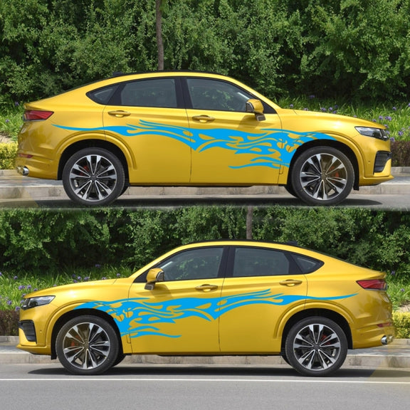 2 PCS/Set D-144 Fire Element Pattern Car Modified Decorative Sticker(Blue)