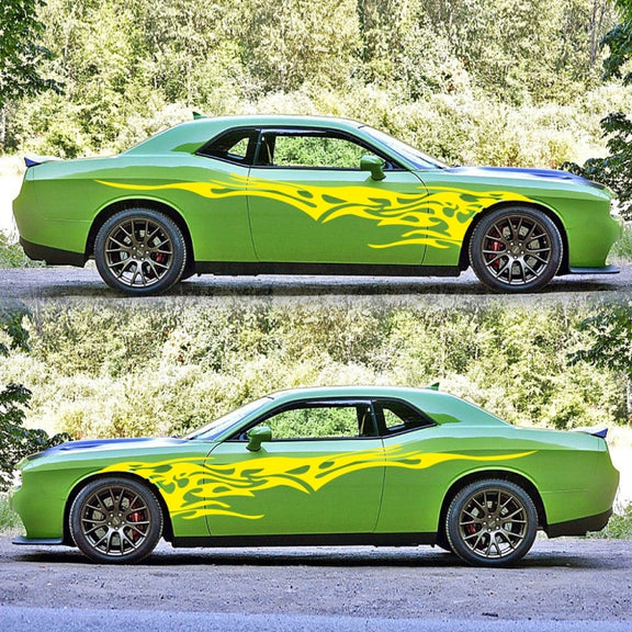 2 PCS/Set D-144 Fire Element Pattern Car Modified Decorative Sticker(Yellow)