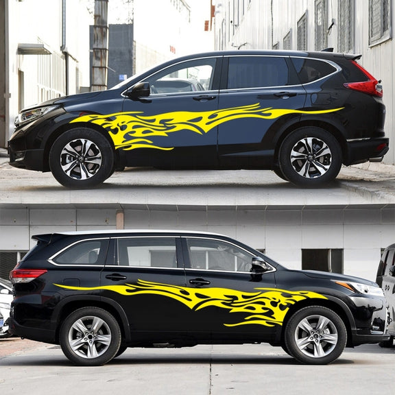2 PCS/Set D-144 Fire Element Pattern Car Modified Decorative Sticker(Yellow)
