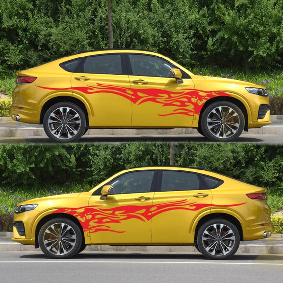 2 PCS/Set D-144 Fire Element Pattern Car Modified Decorative Sticker(Red)
