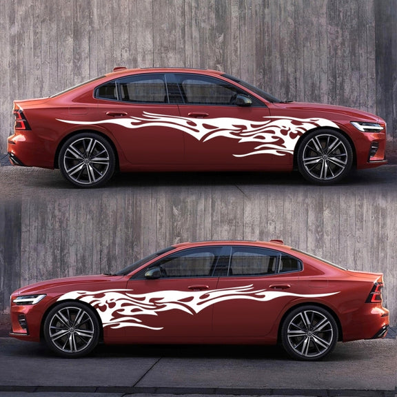 2 PCS/Set D-144 Fire Element Pattern Car Modified Decorative Sticker(White)