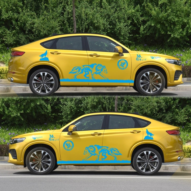 2 PCS/Set D-180 Wolf Totem Pattern Car Modified Decorative Sticker(Blue)