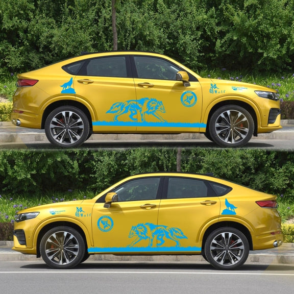2 PCS/Set D-180 Wolf Totem Pattern Car Modified Decorative Sticker(Blue)