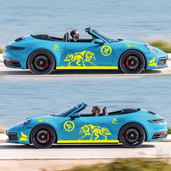 2 PCS/Set D-180 Wolf Totem Pattern Car Modified Decorative Sticker(Yellow)
