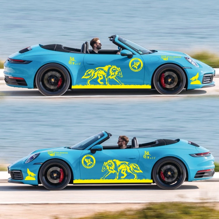 2 PCS/Set D-180 Wolf Totem Pattern Car Modified Decorative Sticker(Yellow)