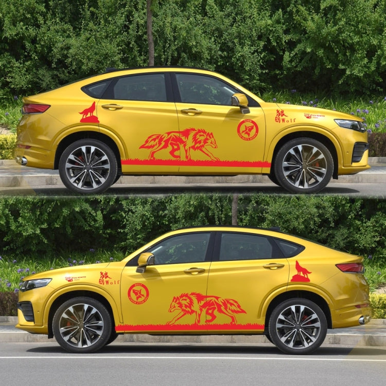 2 PCS/Set D-180 Wolf Totem Pattern Car Modified Decorative Sticker(Red)