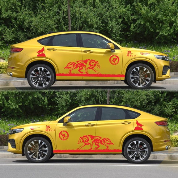 2 PCS/Set D-180 Wolf Totem Pattern Car Modified Decorative Sticker(Red)