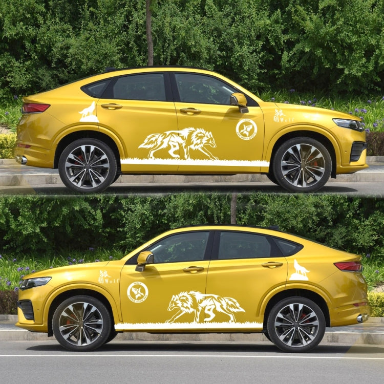 2 PCS/Set D-180 Wolf Totem Pattern Car Modified Decorative Sticker(White)