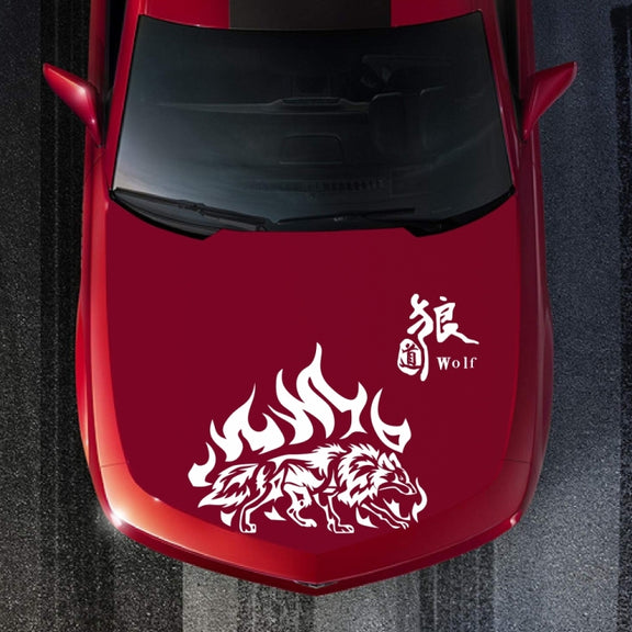 2 PCS/Set D-180 Wolf Totem Pattern Car Modified Decorative Sticker(White)