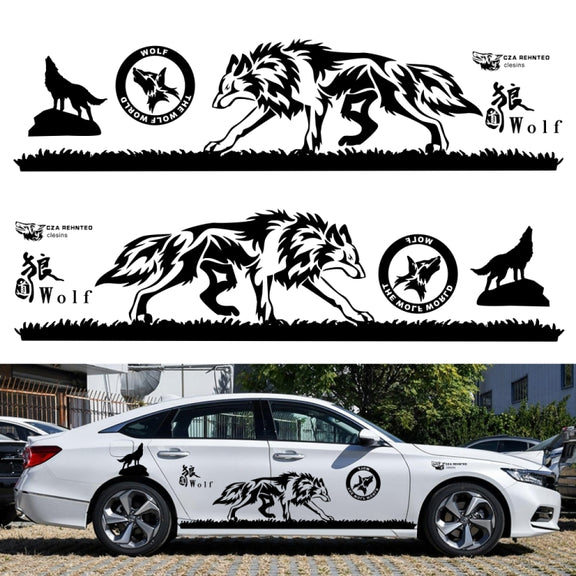 2 PCS/Set D-180 Wolf Totem Pattern Car Modified Decorative Sticker(Yellow)