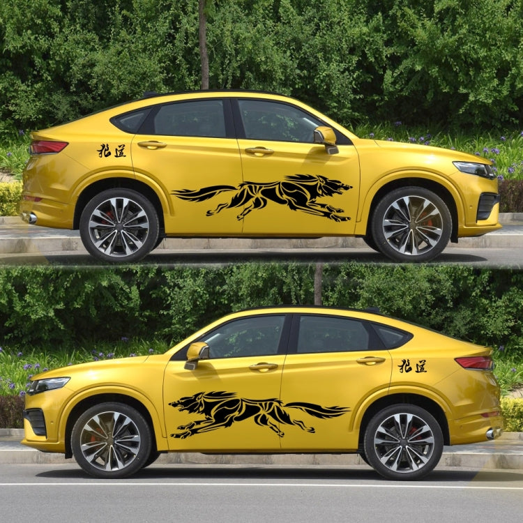 2 PCS/Set D-218 Wolf Totem Pattern Car Modified Decorative Sticker(Black)