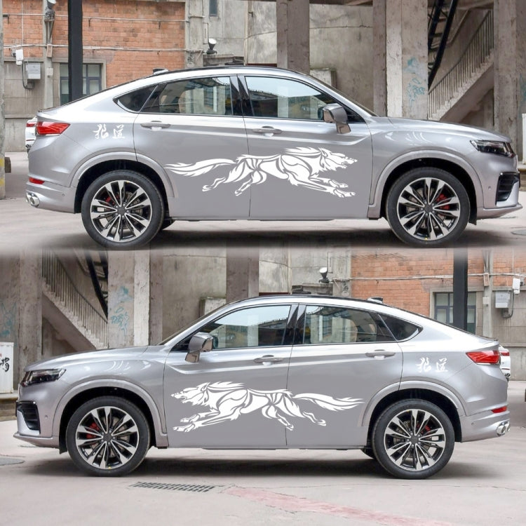 2 PCS/Set D-218 Wolf Totem Pattern Car Modified Decorative Sticker(White)