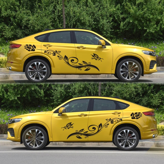 2 PCS/Set D-251 Butterfly Love Flowers Pattern Car Modified Decorative Sticker(Black)
