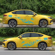 2 PCS/Set D-251 Butterfly Love Flowers Pattern Car Modified Decorative Sticker(Blue)