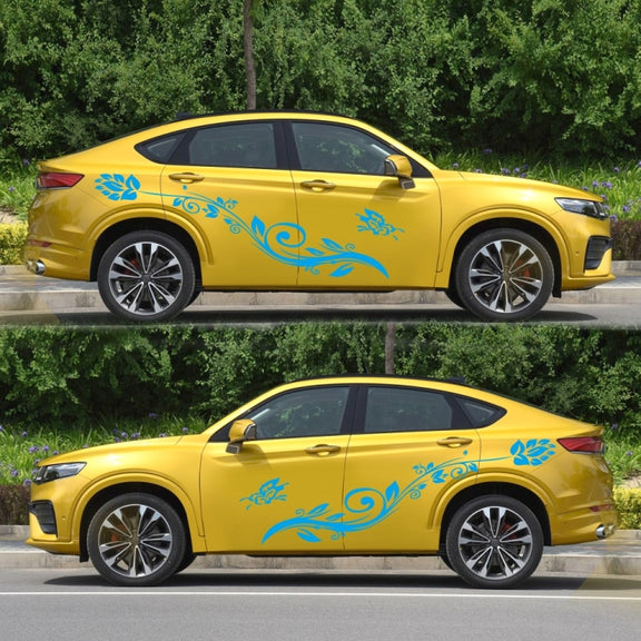 2 PCS/Set D-251 Butterfly Love Flowers Pattern Car Modified Decorative Sticker(Blue)