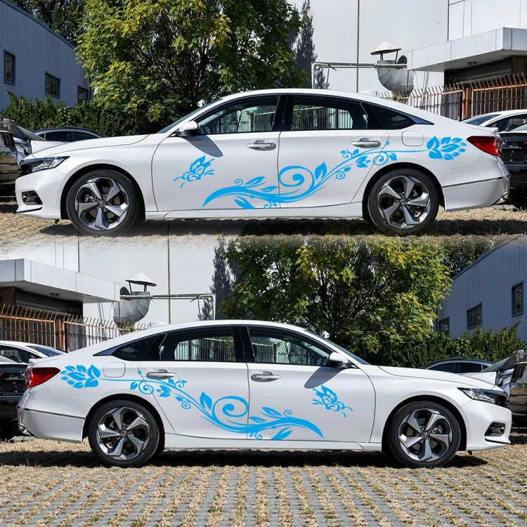 2 PCS/Set D-251 Butterfly Love Flowers Pattern Car Modified Decorative Sticker(Blue)
