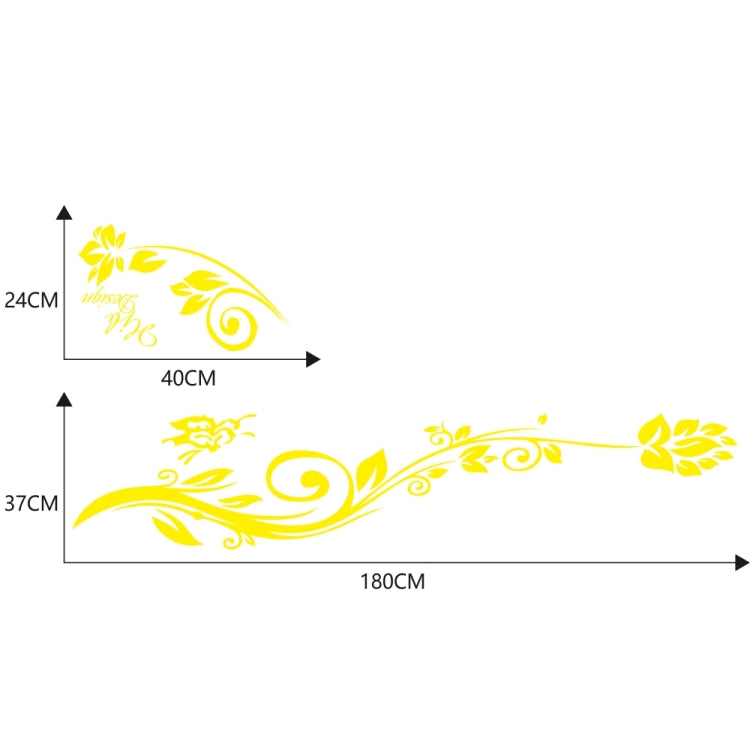 2 PCS/Set D-251 Butterfly Love Flowers Pattern Car Modified Decorative Sticker(Yellow)