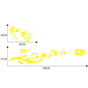 2 PCS/Set D-251 Butterfly Love Flowers Pattern Car Modified Decorative Sticker(Yellow)