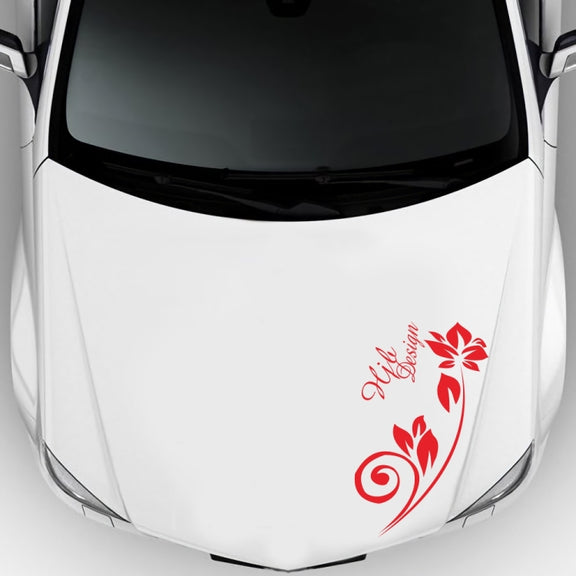 2 PCS/Set D-251 Butterfly Love Flowers Pattern Car Modified Decorative Sticker(Red)