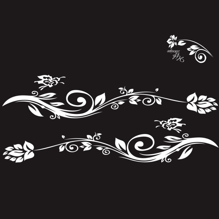 2 PCS/Set D-251 Butterfly Love Flowers Pattern Car Modified Decorative Sticker(White)