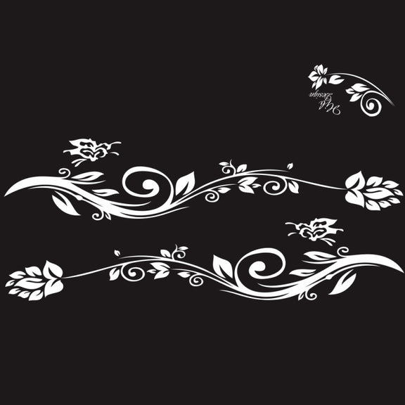 2 PCS/Set D-251 Butterfly Love Flowers Pattern Car Modified Decorative Sticker(White)