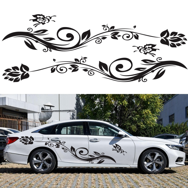 2 PCS/Set D-251 Butterfly Love Flowers Pattern Car Modified Decorative Sticker(Yellow)