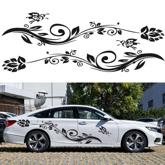 2 PCS/Set D-251 Butterfly Love Flowers Pattern Car Modified Decorative Sticker(Black)