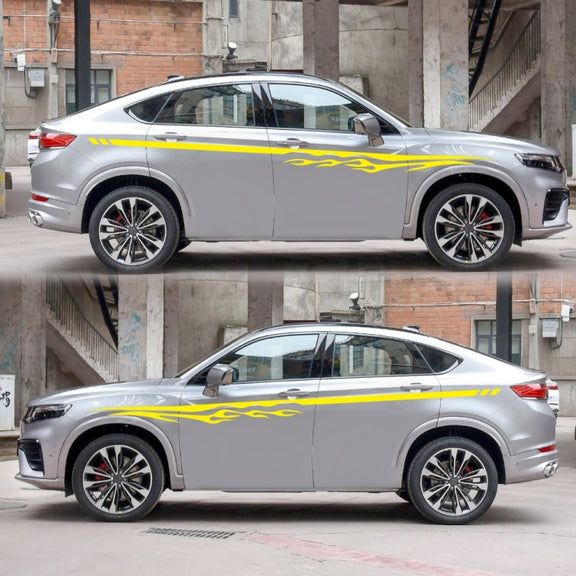 2 PCS/Set D-280 Flame Streak Pattern Car Modified Decorative Sticker(Yellow)