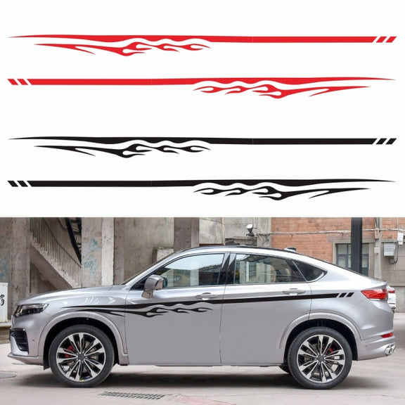 2 PCS/Set D-280 Flame Streak Pattern Car Modified Decorative Sticker(White)