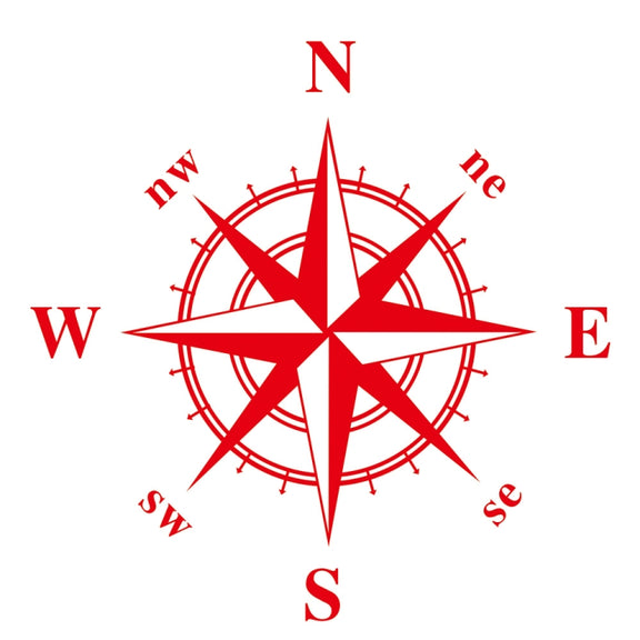 D-366 Compass Pattern Car Modified Decorative Sticker(Red)