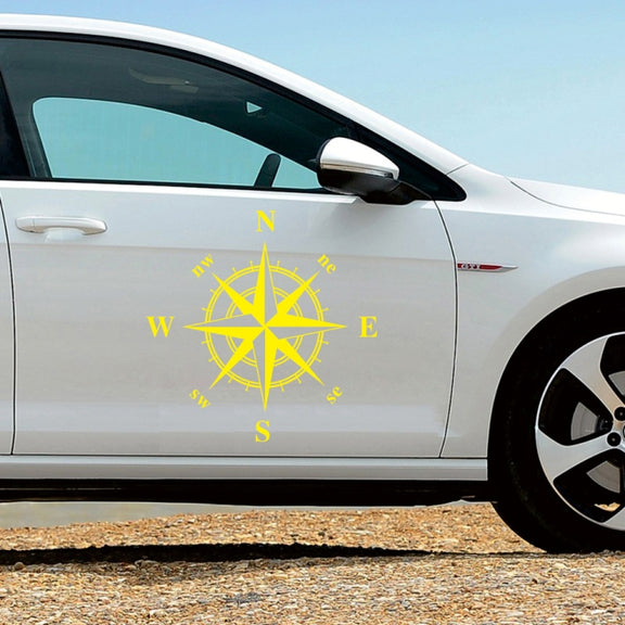 D-366 Compass Pattern Car Modified Decorative Sticker(Yellow)