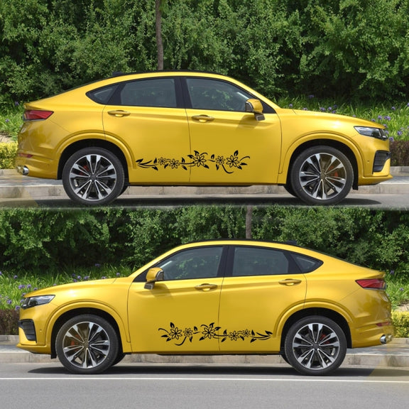 2 PCS/Set D-378 Flower Totem Pattern Car Modified Decorative Sticker(Black)