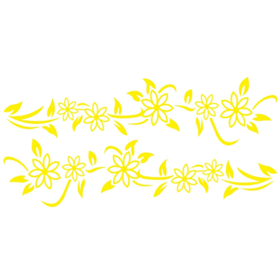 2 PCS/Set D-378 Flower Totem Pattern Car Modified Decorative Sticker(Yellow)