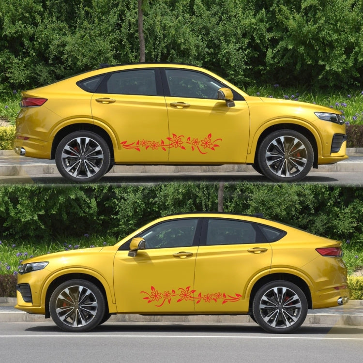 2 PCS/Set D-378 Flower Totem Pattern Car Modified Decorative Sticker(Red)