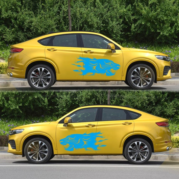 2 PCS/Set D-417 Lion Pattern Car Modified Decorative Sticker(Blue)